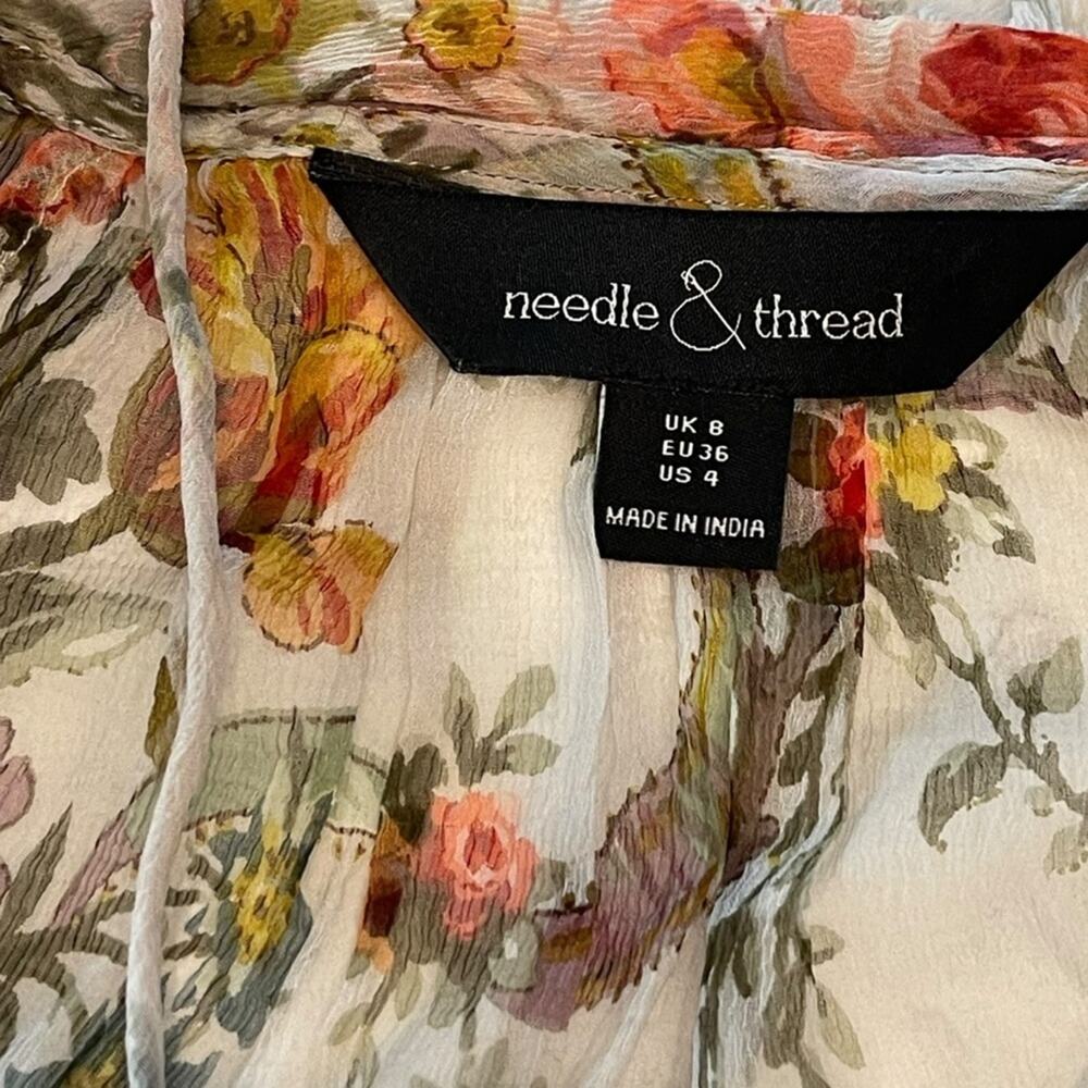 Needle & Thread Floral Print Ruffle Blouse Size:4 - Picture 8 of 12